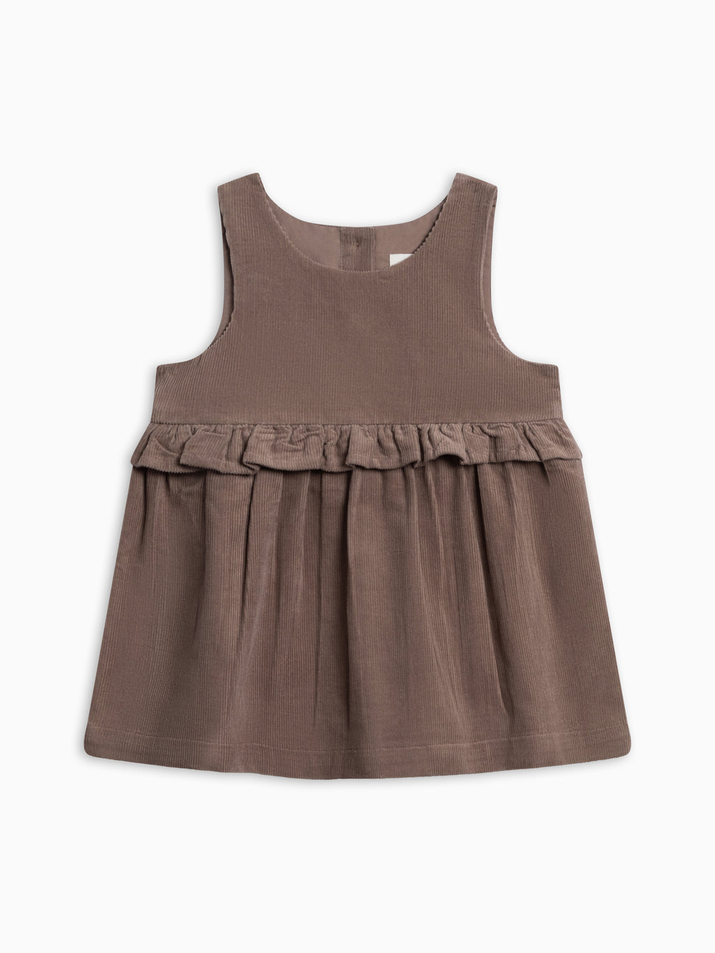 Lois Fine Corduroy Ruffle Jumper - Taupe Baby-Kids : Dresses : Tanks KENDI by Colored Organics Organic Cotton Baby and Kids Lois | Colored Organics®