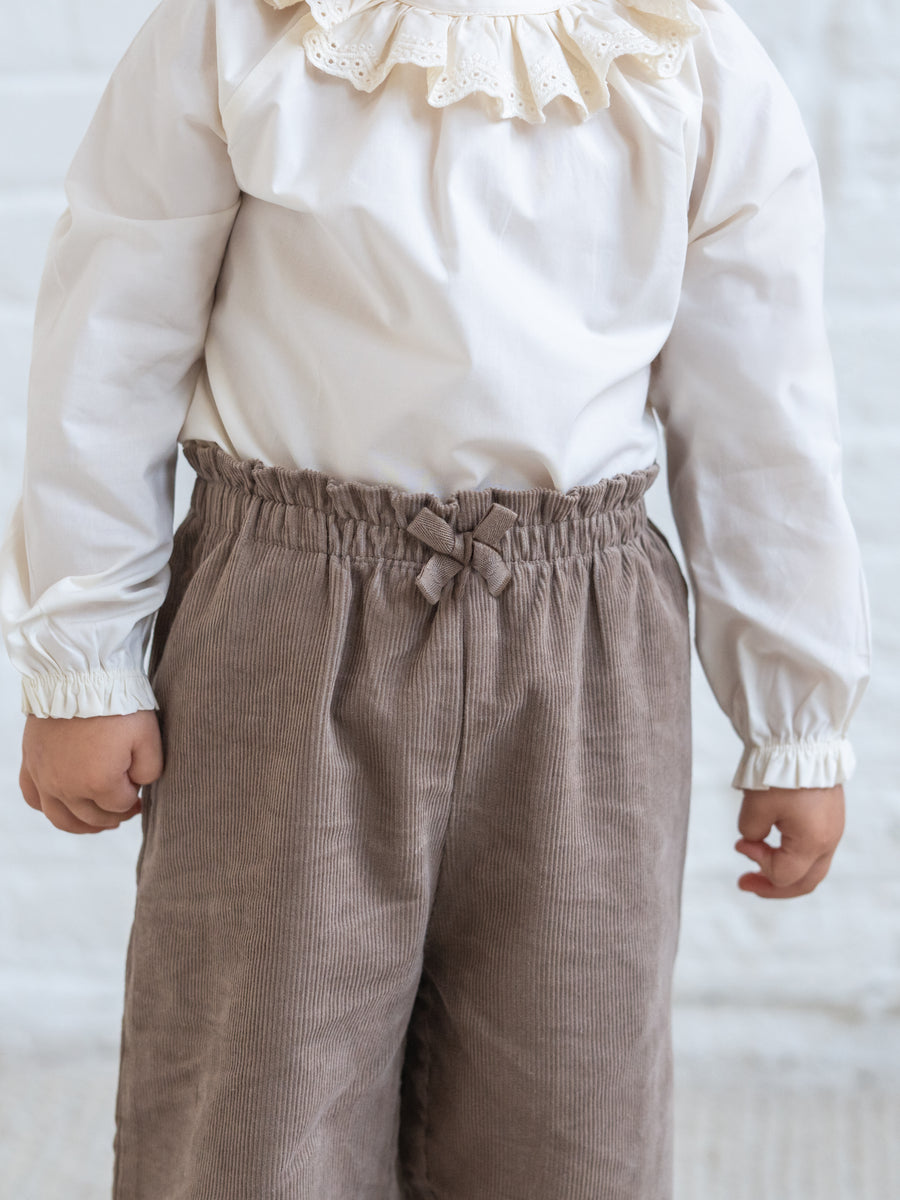 Nadine Fine Corduroy Wide Leg Toddler Pant - Taupe Kids : Bottoms : Pants KENDI by Colored Organics Organic Cotton Kids Nadine Corduroy | Colored Organics®