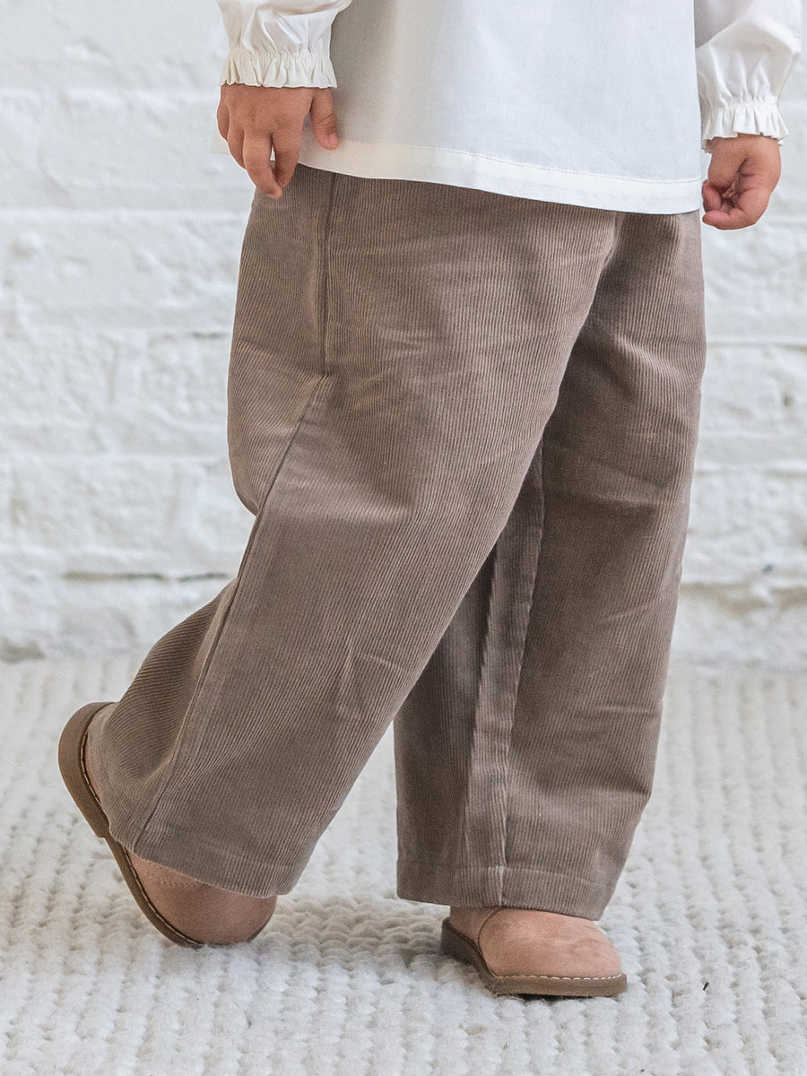 Nadine Fine Corduroy Wide Leg Toddler Pant - Taupe Kids : Bottoms : Pants KENDI by Colored Organics Organic Cotton Kids Nadine Corduroy | Colored Organics®
