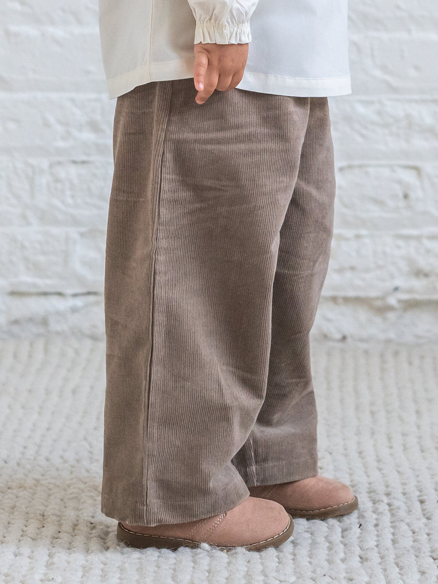 Nadine Fine Corduroy Wide Leg Toddler Pant - Taupe Kids : Bottoms : Pants KENDI by Colored Organics Organic Cotton Kids Nadine Corduroy | Colored Organics®