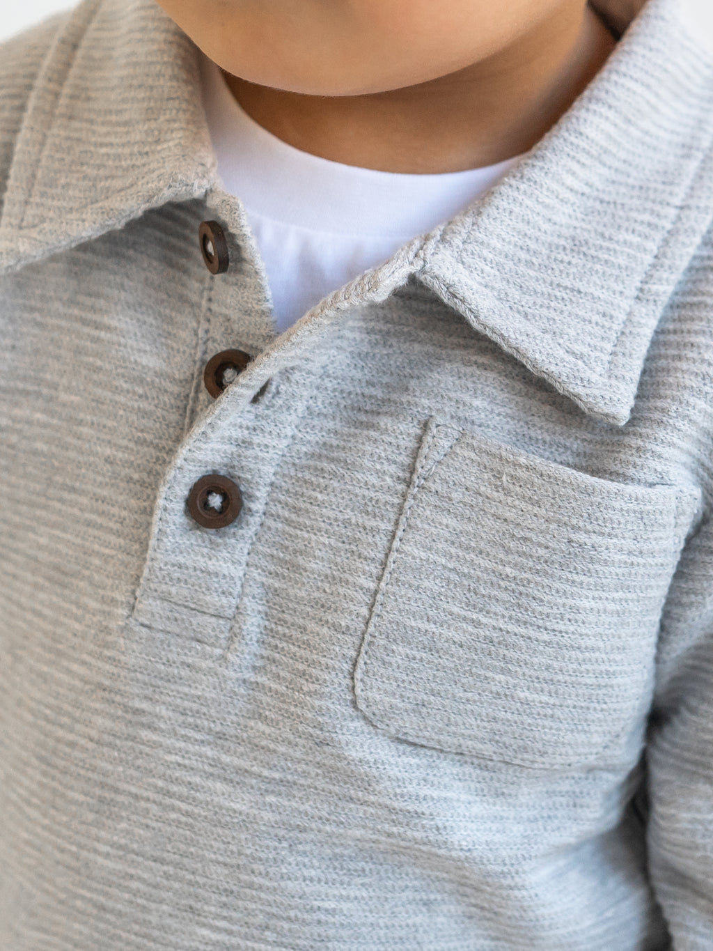 Obie Ottoman Rib Polo Baby-Kids : Tops : Tees : Long Sleeves KENDI by Colored Organics Obie Ottoman Rib Polo for Baby | Colored Organics®