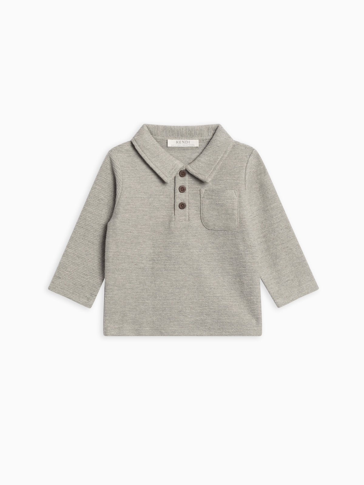 Obie Ottoman Rib Polo Baby-Kids : Tops : Tees : Long Sleeves KENDI by Colored Organics Obie Ottoman Rib Polo for Baby | Colored Organics®