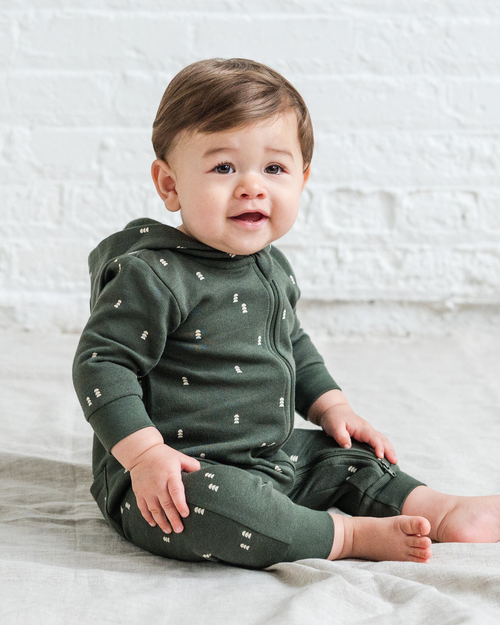 Greer Fleece Hooded Zipper Romper Sale : Baby : One Pieces : Rompers : Long Sleeves Kendi Baby Greer Fleece Hooded Zipper Romper | Colored Organics®