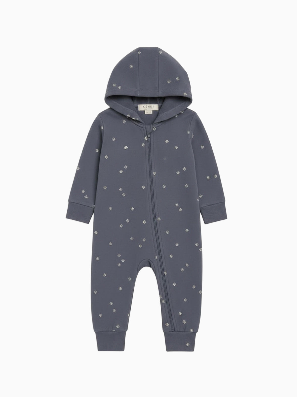 PRE ORDER Greer Fleece Hooded Zipper Romper - Peak Steel Baby : One Pieces : Rompers : Long Sleeves KENDI by Colored Organics Baby Greer Fleece Hooded Zipper Romper | Colored Organics®