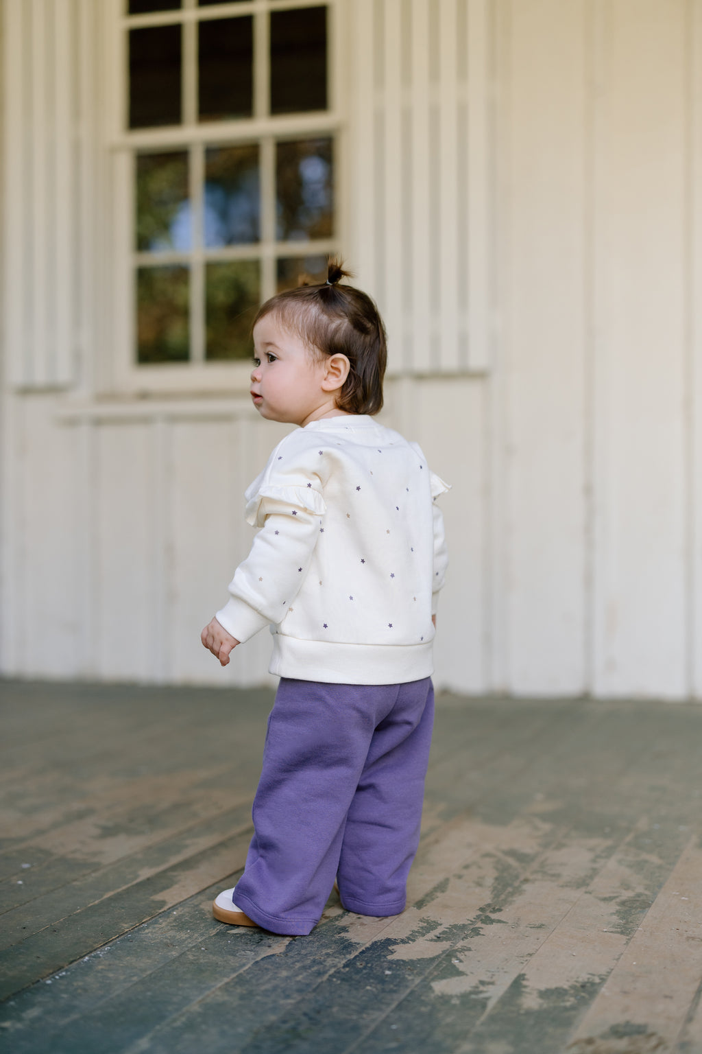 Abbey Fleece Ruffle Pullover - Star Polka