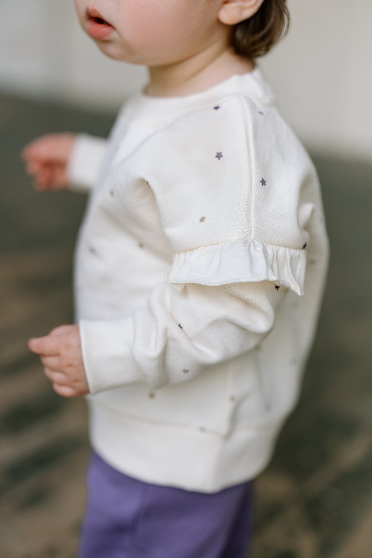 Abbey Fleece Ruffle Pullover - Star Polka