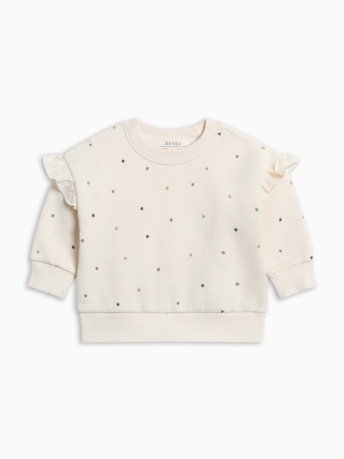 Abbey Fleece Ruffle Pullover - Star Polka