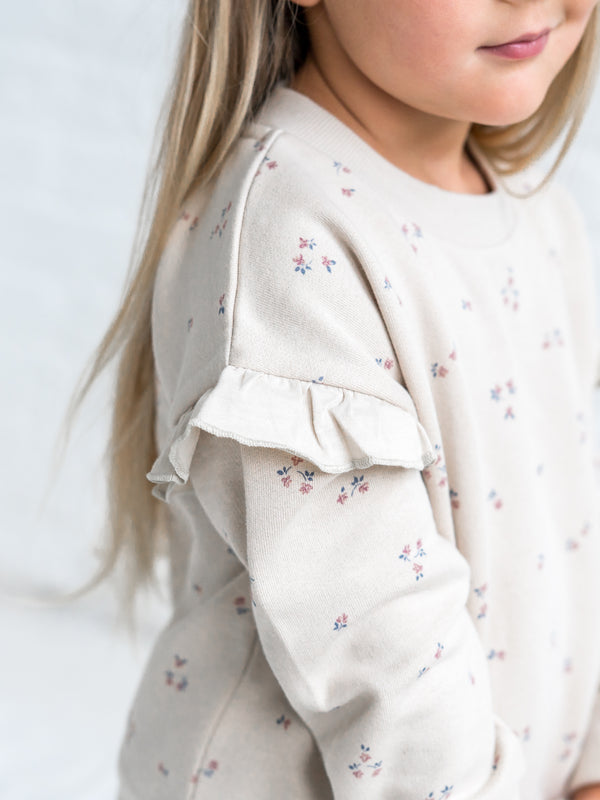 Abbey Fleece Ruffle Sleeve Pullover Sweatshirt Sale : Baby-Kids : Tops : Pullovers : Long Sleeves Kendi Abbey Fleece Ruffle Sleeve Pullover | Colored Organics®