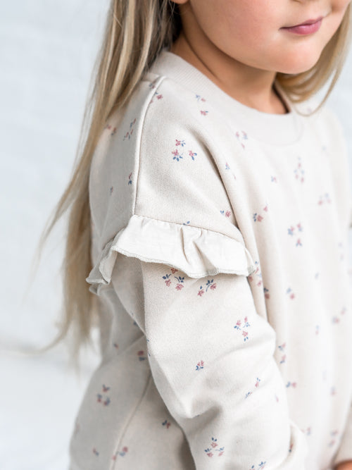Abbey Fleece Ruffle Sleeve Pullover Sweatshirt Sale : Baby-Kids : Tops : Pullovers : Long Sleeves Kendi Abbey Fleece Ruffle Sleeve Pullover | Colored Organics®