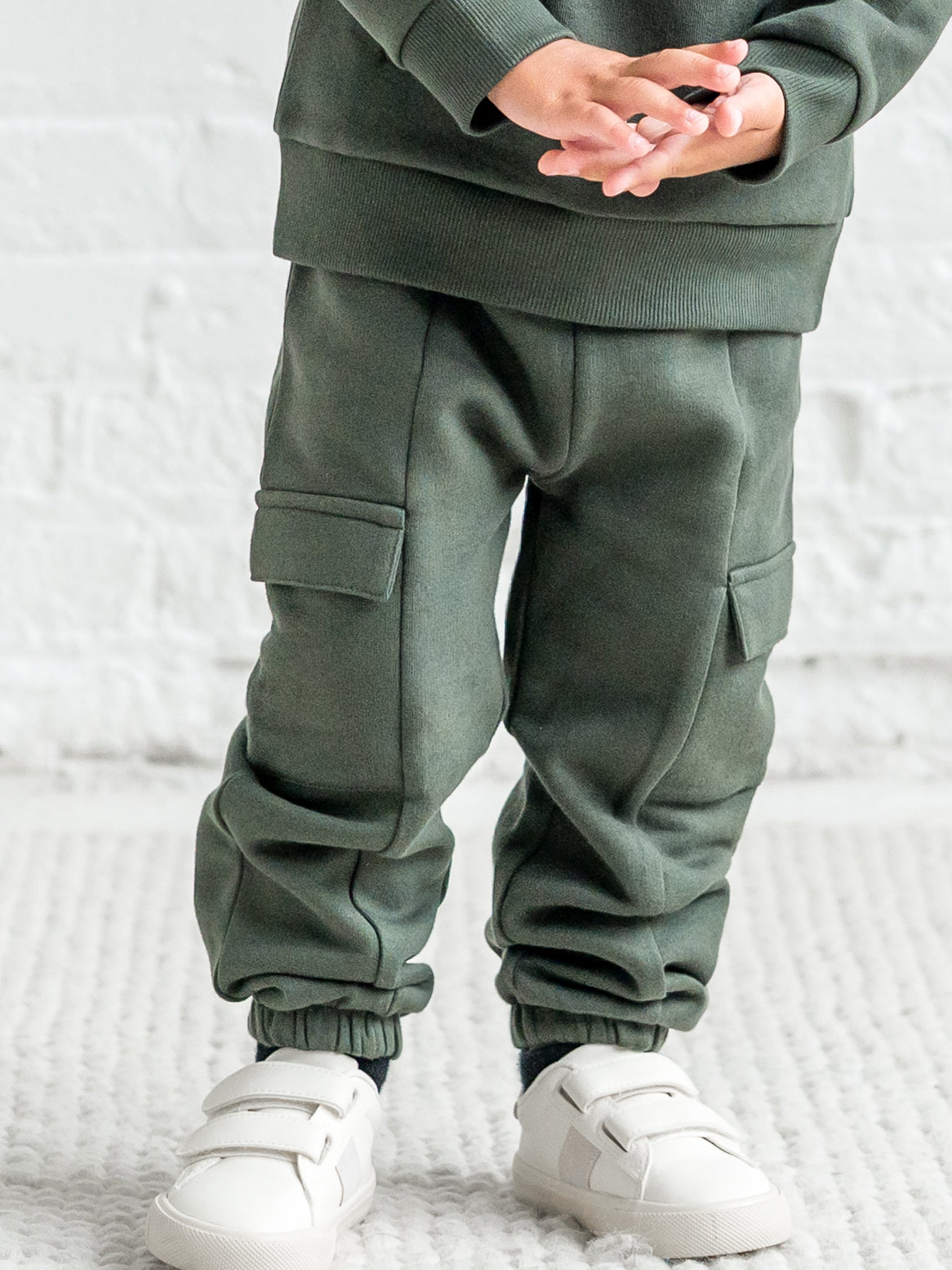 Dallis Fleece Cargo Sweatpants Sale : Baby-Kids : Bottoms : Joggers Kendi Dallis Fleece Cargo Sweatpants for Baby | Colored Organics®