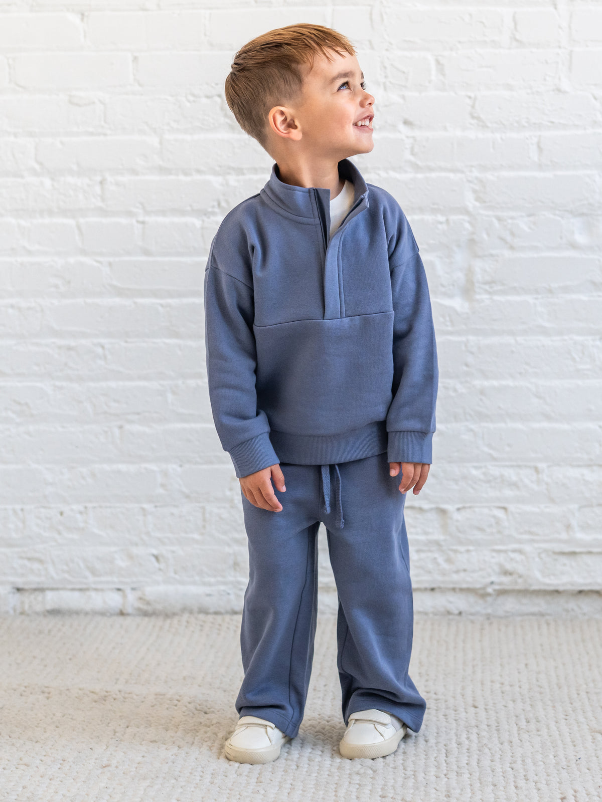 PRE ORDER Ori Fleece Wide Leg Pants - Steel Baby-Kids : Bottoms : Joggers KENDI by Colored Organics Ori Fleece Wide Leg Pants | KENDI by | Colored Organics®