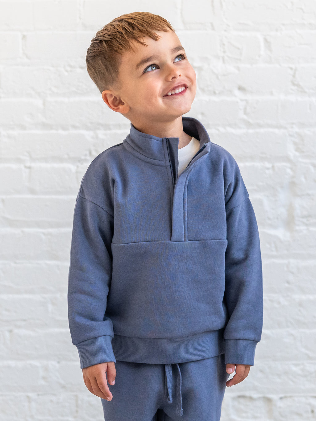 Jae Fleece Blocked Half Zip Pullover - Steel