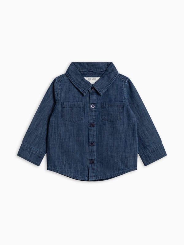 Hayes Chambray Long Sleeve Collared Shirt - AW26 Chambray