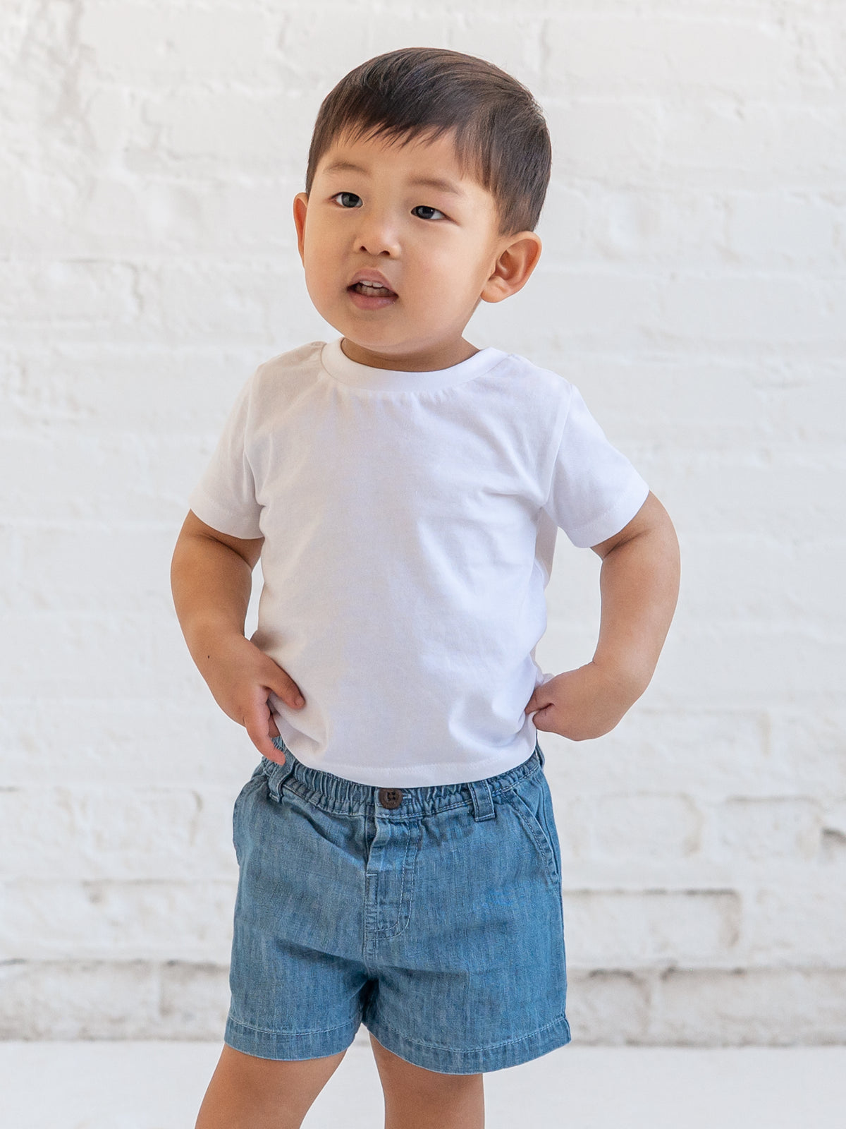 Luke Chambray Shorts Baby-Kids : Bottoms : Shorts KENDI by Colored Organics Luke Chambray Shorts for Babies and Kids | Colored Organics®