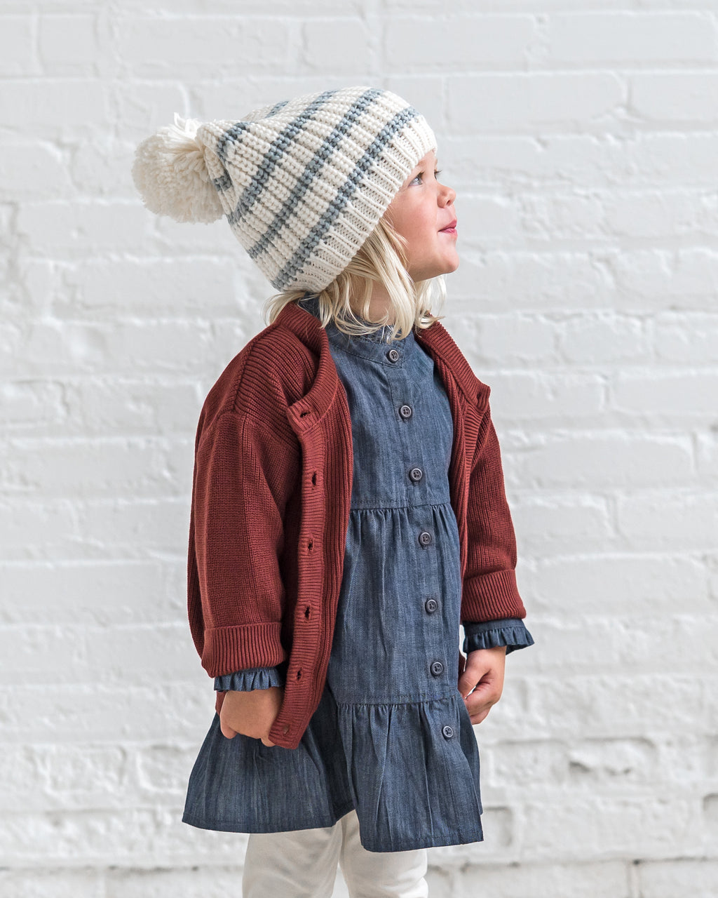 Tula Chambray Ruffle Shirt Dress Sale : Baby-Kids : Dresses : Long Sleeves Kendi Organic Cotton Baby and Kids Tula | Colored Organics®
