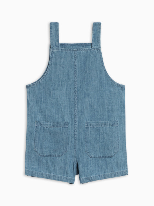 Zack Chambray Overall Short Kids : Bottoms : Overalls : Shorts KENDI by Colored Organics Zack Chambray Overall Short for Baby | Colored Organics®