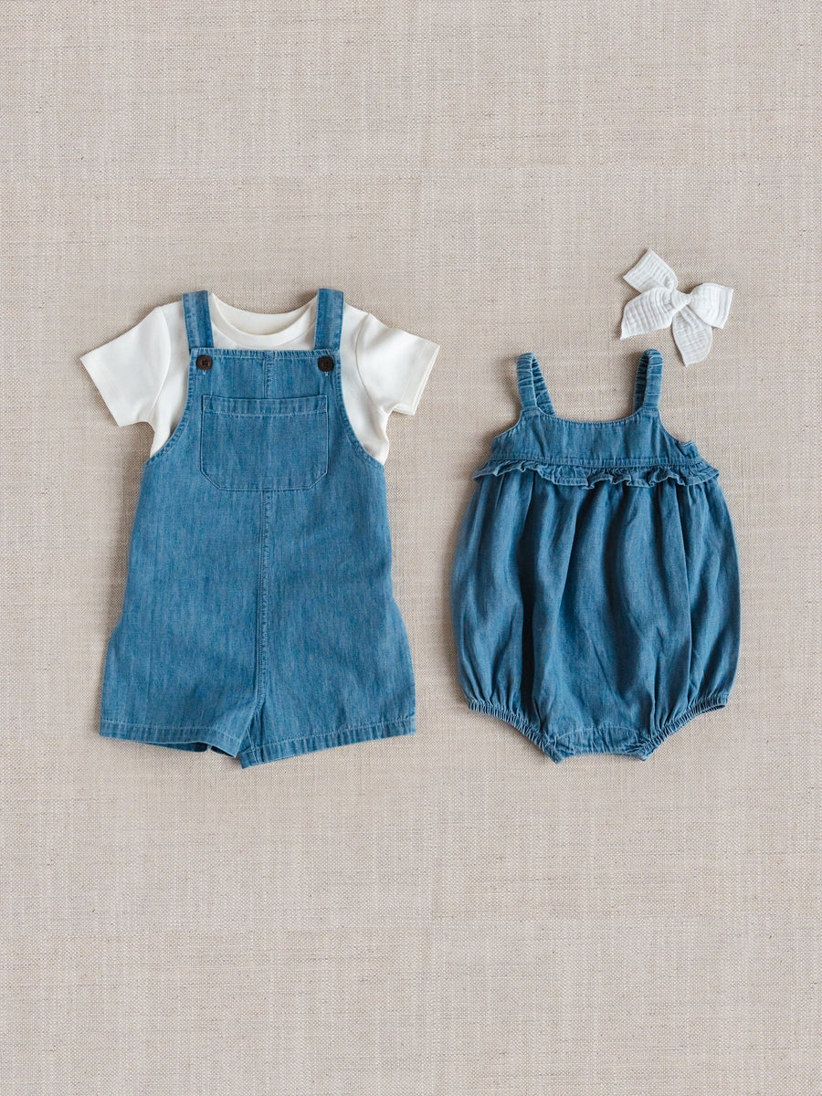 Gemma Chambray Bubble Romper Baby : One Pieces : Rompers : Tanks KENDI by Colored Organics Gemma Chambray Bubble Romper for Baby | Colored Organics®