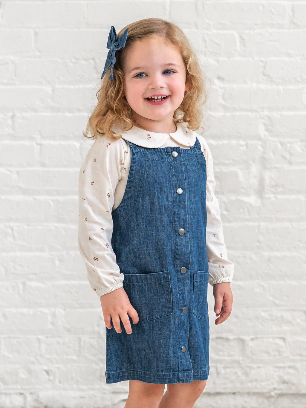 Torra Chambray Jumper - AW26 Chambray Baby-Kids : Dresses : Tanks KENDI by Colored Organics Twill Jumper Dress for Babies, Alma | Colored Organics®
