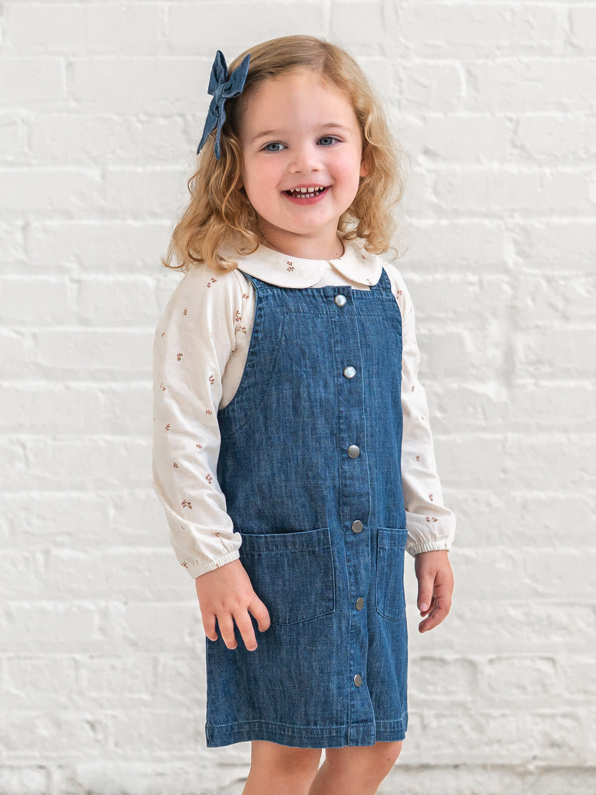 Torra Chambray Jumper - AW26 Chambray Baby-Kids : Dresses : Tanks KENDI by Colored Organics Twill Jumper Dress for Babies, Alma | Colored Organics®