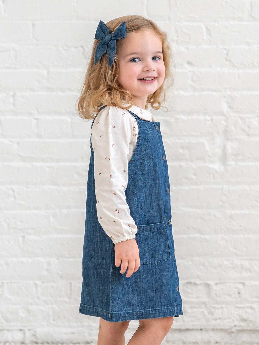 Torra Chambray Jumper - AW26 Chambray Baby-Kids : Dresses : Tanks KENDI by Colored Organics Twill Jumper Dress for Babies, Alma | Colored Organics®