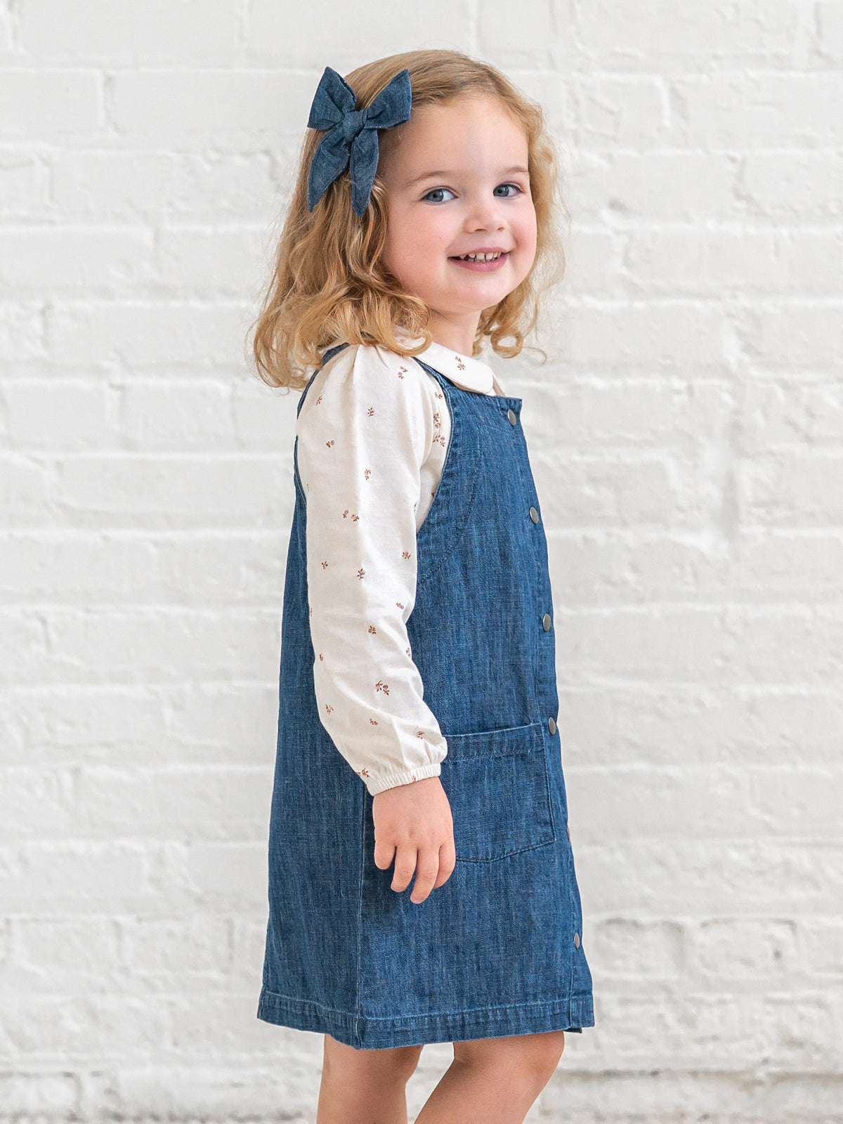 Torra Chambray Jumper - AW26 Chambray Baby-Kids : Dresses : Tanks KENDI by Colored Organics Twill Jumper Dress for Babies, Alma | Colored Organics®