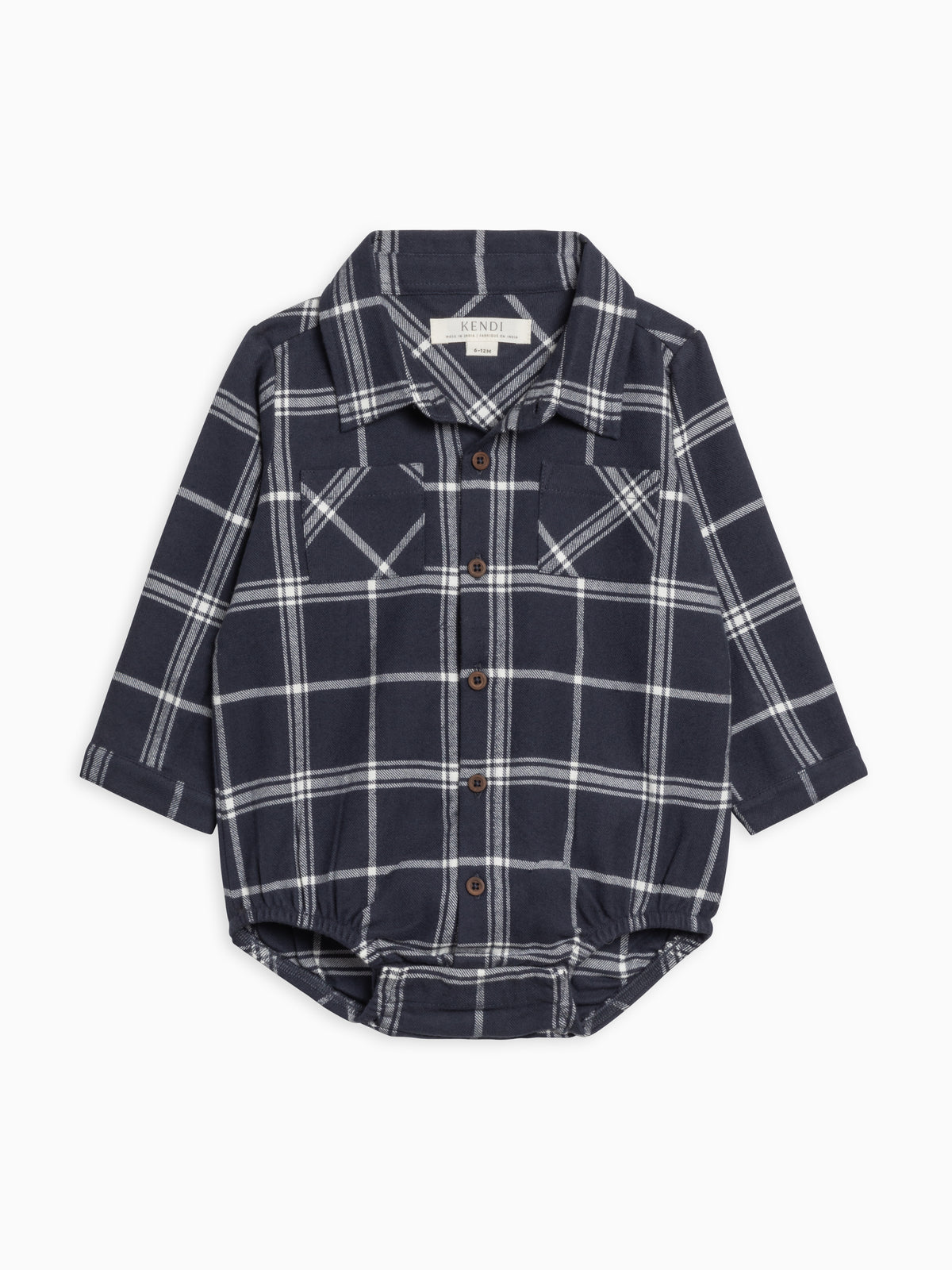 Carson Flannel Long Sleeve Collared Button Down Bodysuit Sale : Baby : One Pieces : Bodysuits : Long Sleeves KENDI by Colored Organics Organic Cotton Baby Carson Flannel Long | Colored Organics®