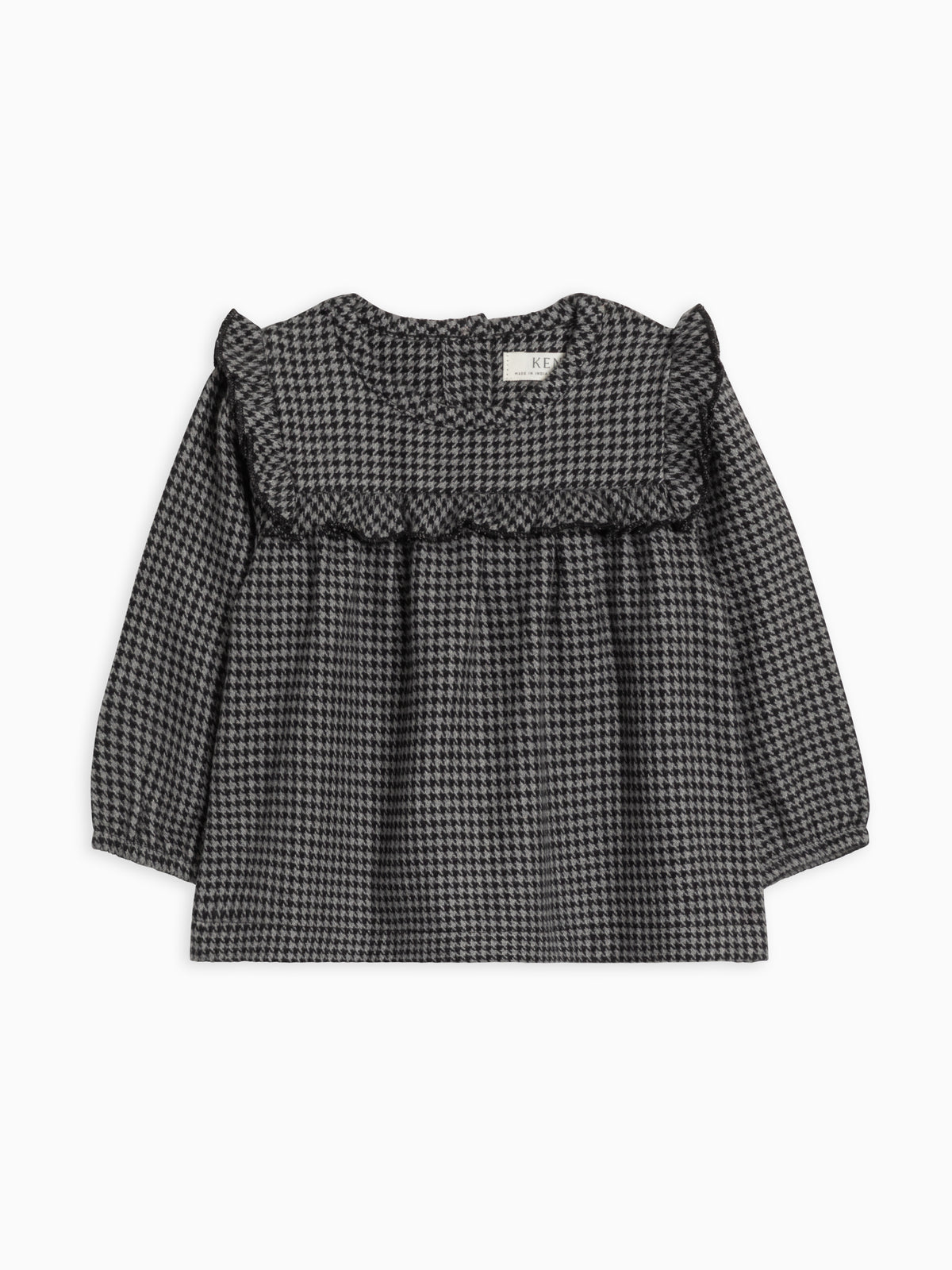 Sally Flannel Ruffle Neckline Top Sale : Baby-Kids : Tops : Shirts : Long Sleeves KENDI by Colored Organics Organic Cotton Baby and Kids Sally | Colored Organics®