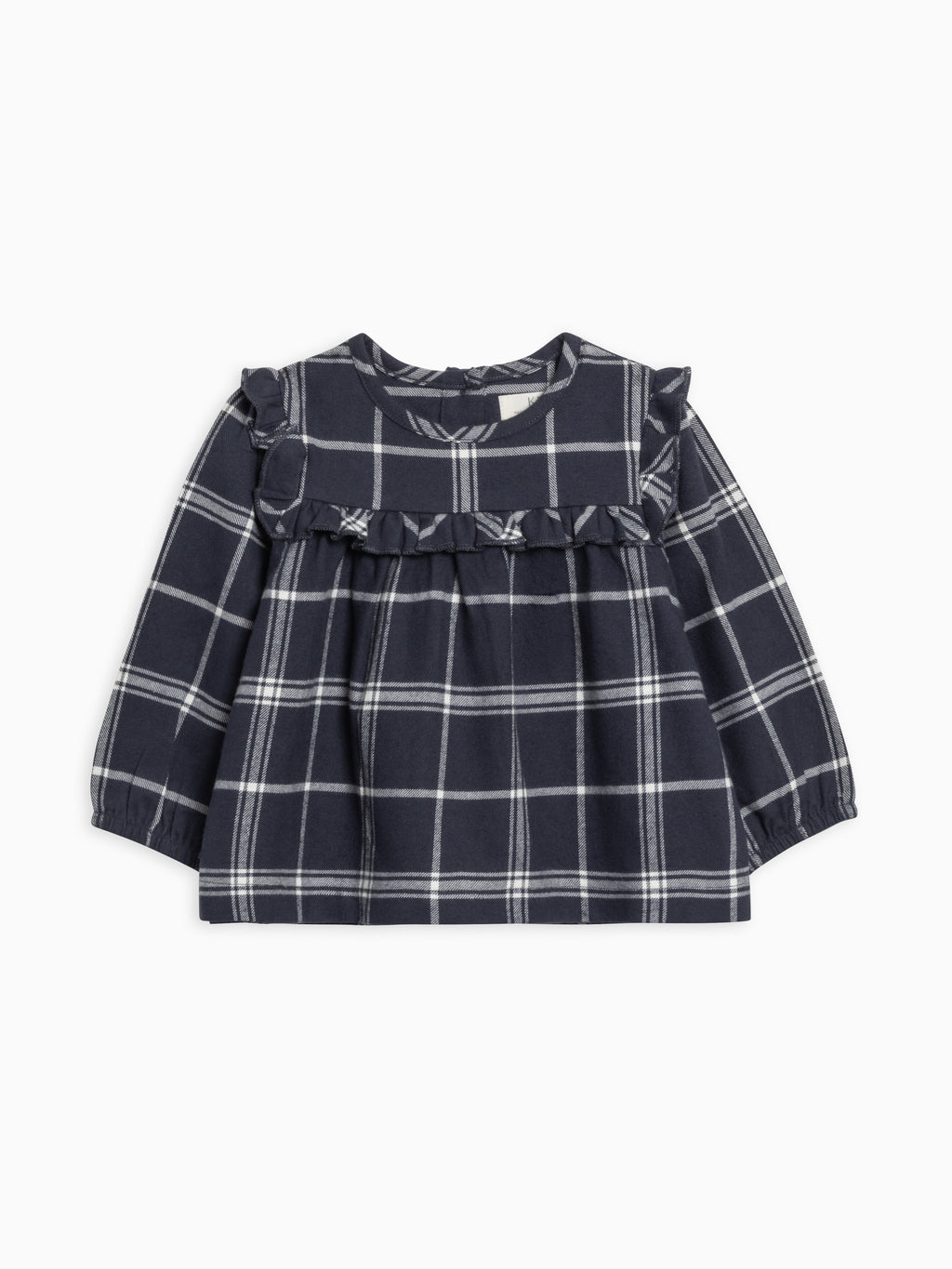 Sally Flannel Ruffle Neckline Top Sale : Baby-Kids : Tops : Shirts : Long Sleeves KENDI by Colored Organics Organic Cotton Baby and Kids Sally | Colored Organics®