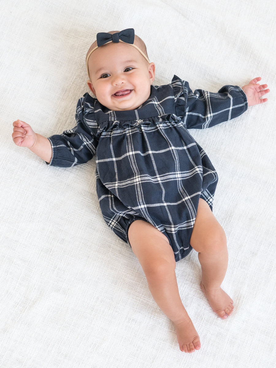 Ruth Flannel Ruffle Neck Bodysuit Sale : Baby : One Pieces : Bodysuits : Long Sleeves Kendi Organic Cotton Baby Ruth Flannel Ruffle | Colored Organics®