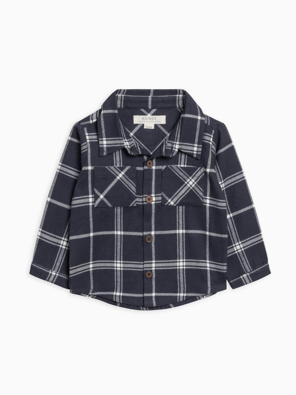 Lev Flannel Long Sleeve Collared Button Down Shirt Sale : Baby-Kids : Tops : Shirts : Long Sleeves KENDI by Colored Organics Organic Cotton Baby and Kids Lev | Colored Organics®