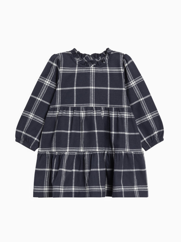 Neela Flannel Ruffle Neckline Long Sleeve Dress Sale : Baby-Kids : Dresses : Long Sleeves KENDI by Colored Organics Organic Cotton Baby and Kids Neela | Colored Organics®