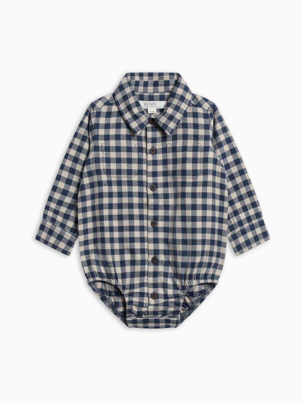Roan Flannel Long Sleeve Collared Bodysuit - Swindon Plaid
