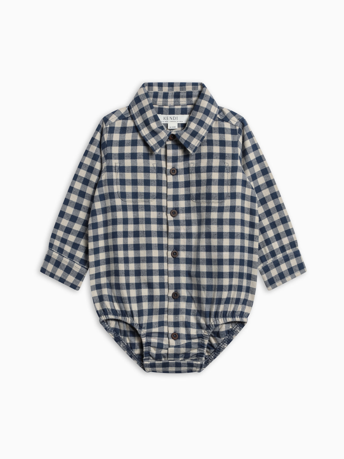 Roan Flannel Long Sleeve Collared Bodysuit - Swindon Plaid