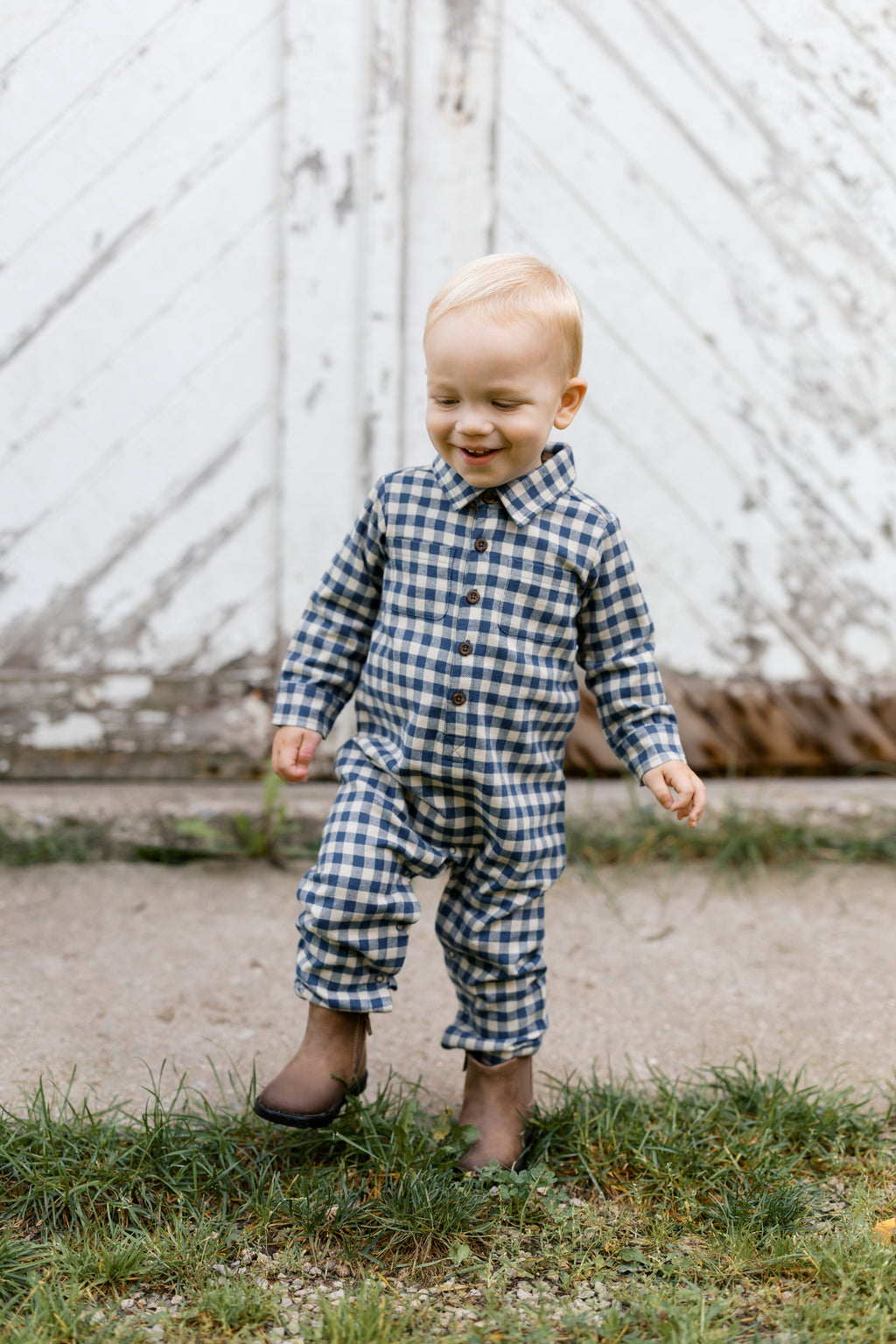 Mishka Flannel Lined Collar Romper - Swindon Plaid