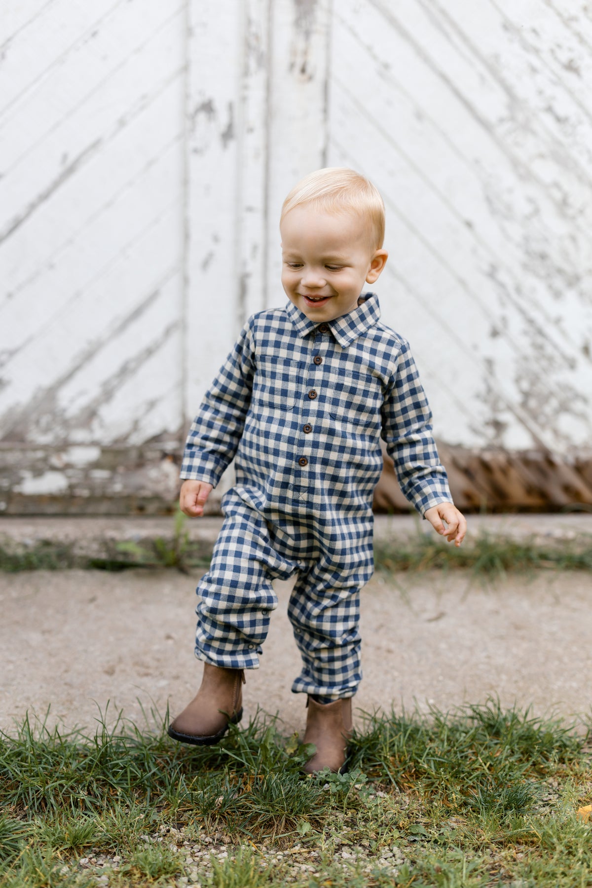 Mishka Flannel Lined Collar Romper - Swindon Plaid