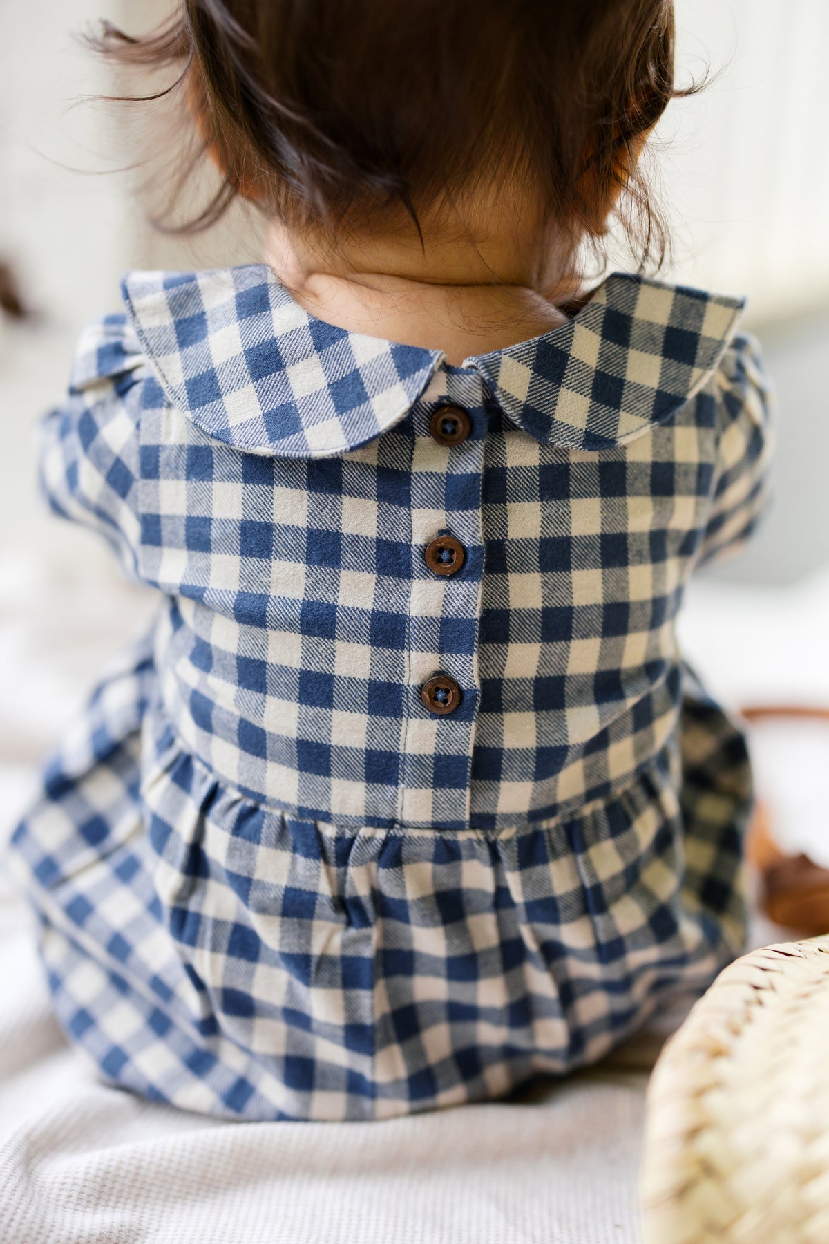 Myra Flannel Long Sleeve Peter Pan Collar Bubble Romper - Swindon Plaid