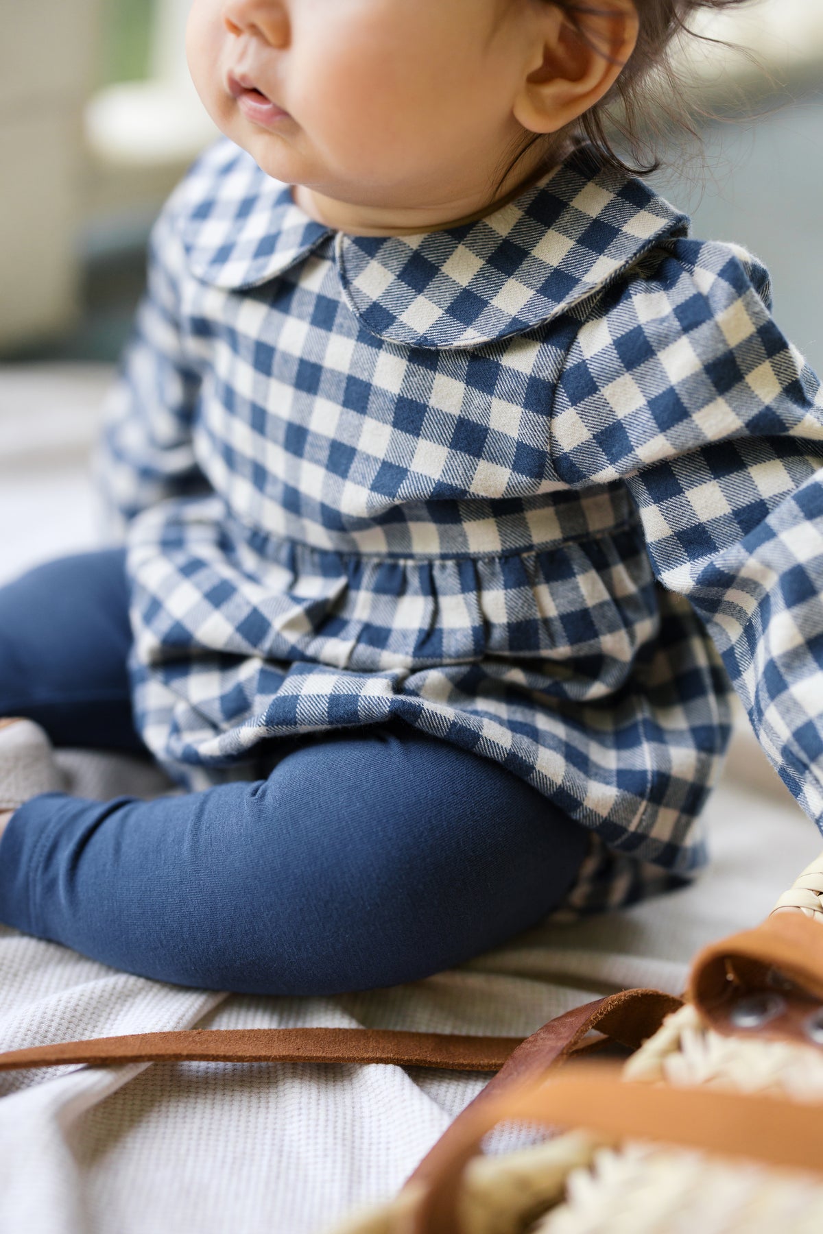 Myra Flannel Long Sleeve Peter Pan Collar Bubble Romper - Swindon Plaid
