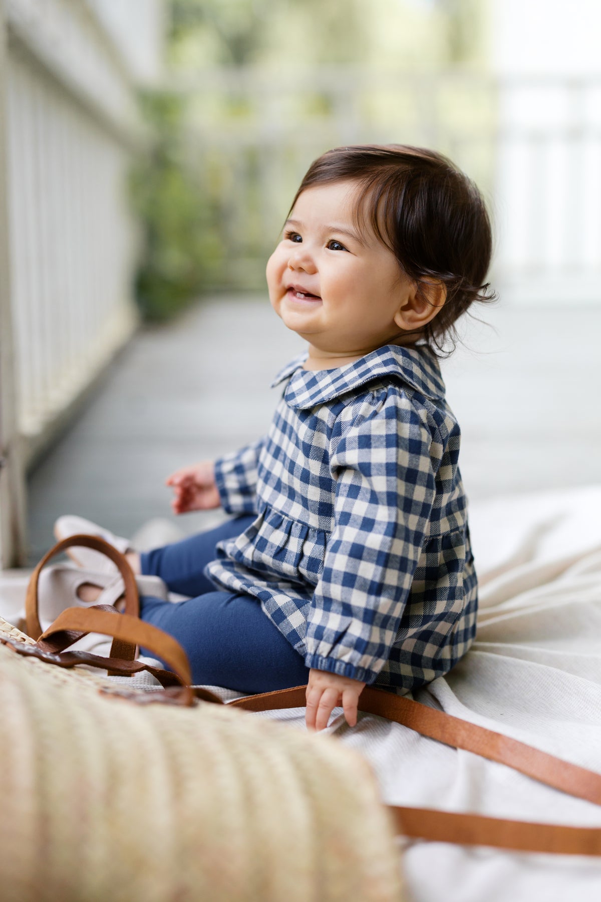 Myra Flannel Long Sleeve Peter Pan Collar Bubble Romper - Swindon Plaid