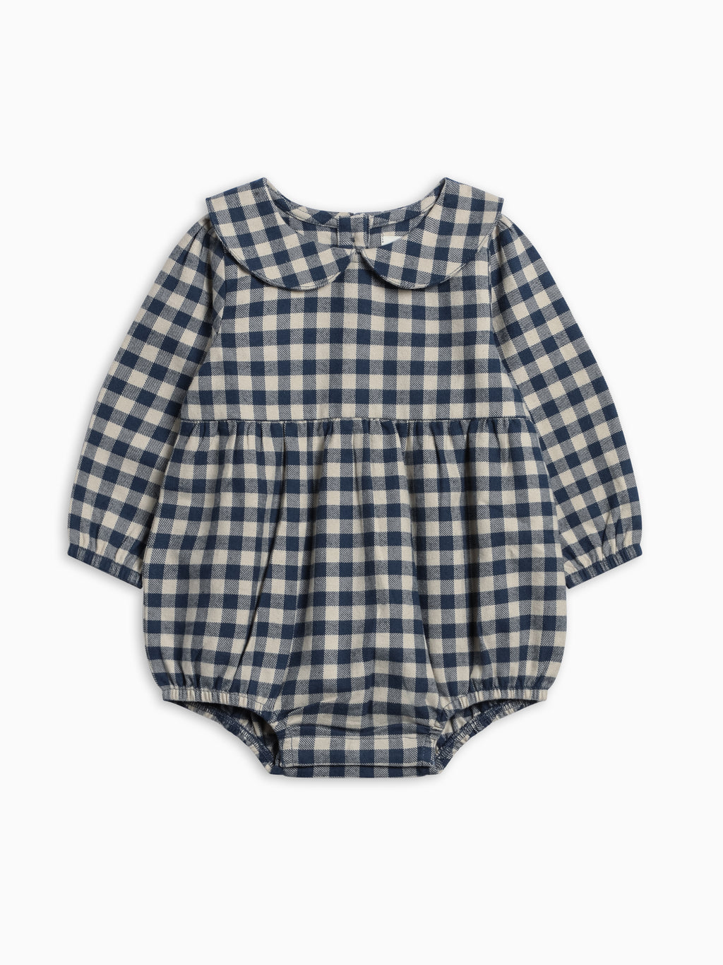 Myra Flannel Long Sleeve Peter Pan Collar Bubble Romper - Swindon Plaid