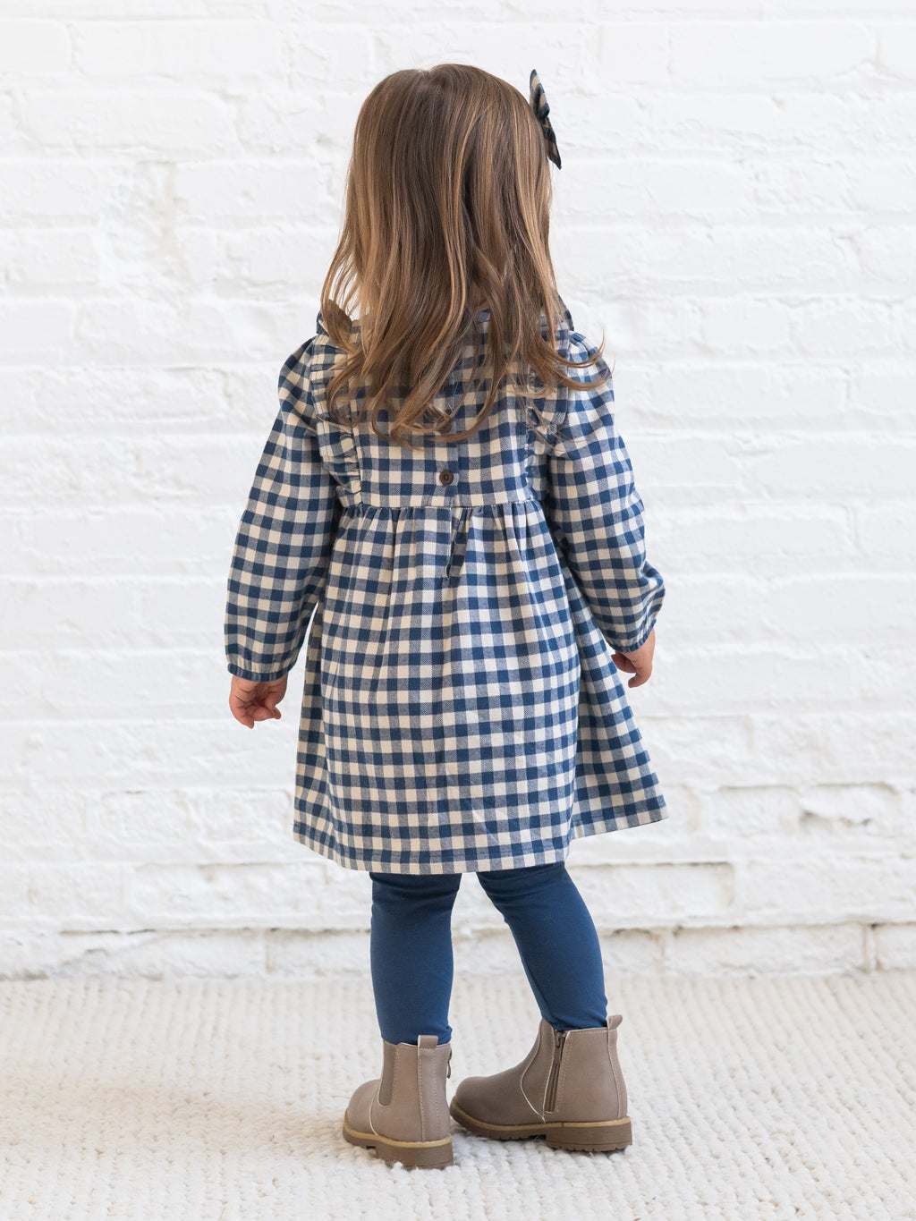 Celyn Flannel Ruffle Long Sleeve Dress - Swindon Plaid