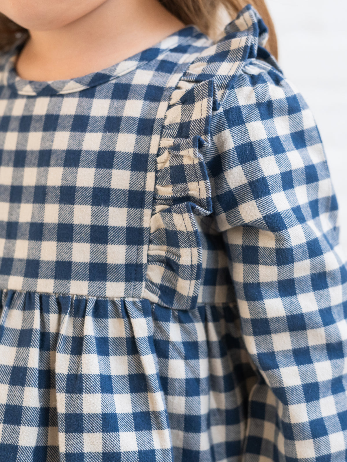 Celyn Flannel Ruffle Long Sleeve Dress - Swindon Plaid