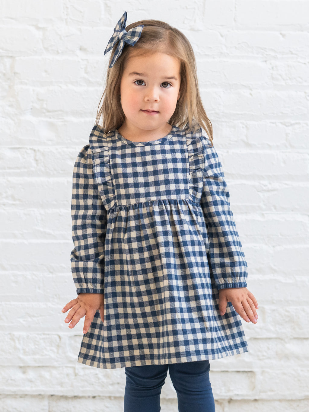 Celyn Flannel Ruffle Long Sleeve Dress - Swindon Plaid