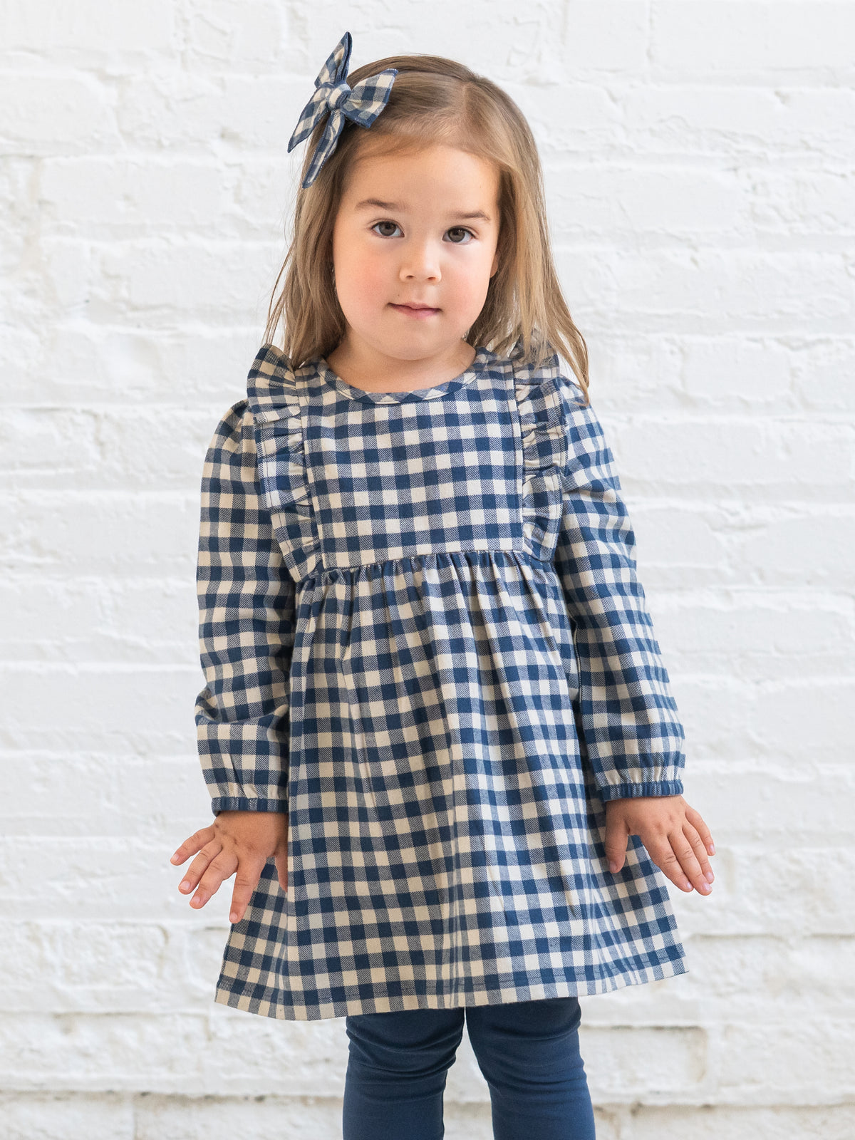 Celyn Flannel Ruffle Long Sleeve Dress - Swindon Plaid