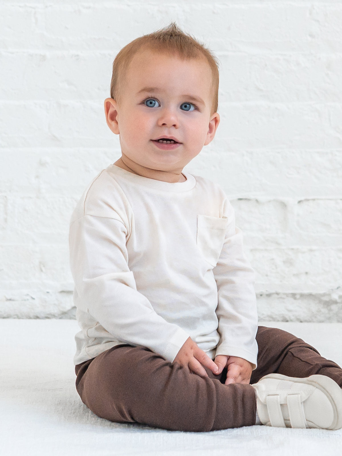 Reese Drop Shoulder Tee - Ivory Baby-Kids : Tops : Tees : Long Sleeves KENDI by Colored Organics Reese Drop Shoulder Tee Baby for Kids | Colored Organics®