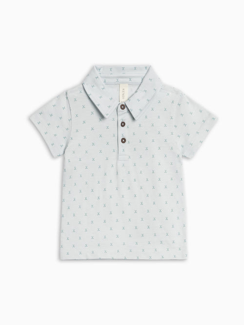 Ben Short Sleeve Polo - Tee Time / Powder + Laguna Baby-Kids : Tops : Shirts : Short Sleeves Kendi Ben Short Sleeve Polo - Tee Time / | Colored Organics®