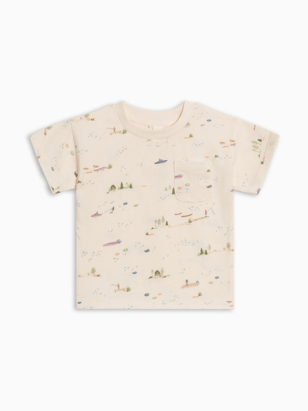 Hollis Drop Shoulder Tee - Lake / Barn + Mint Baby-Kids : Tops : Tees : Short Sleeves Kendi PRE ORDER Hollis Drop Shoulder Tee | Colored Organics®