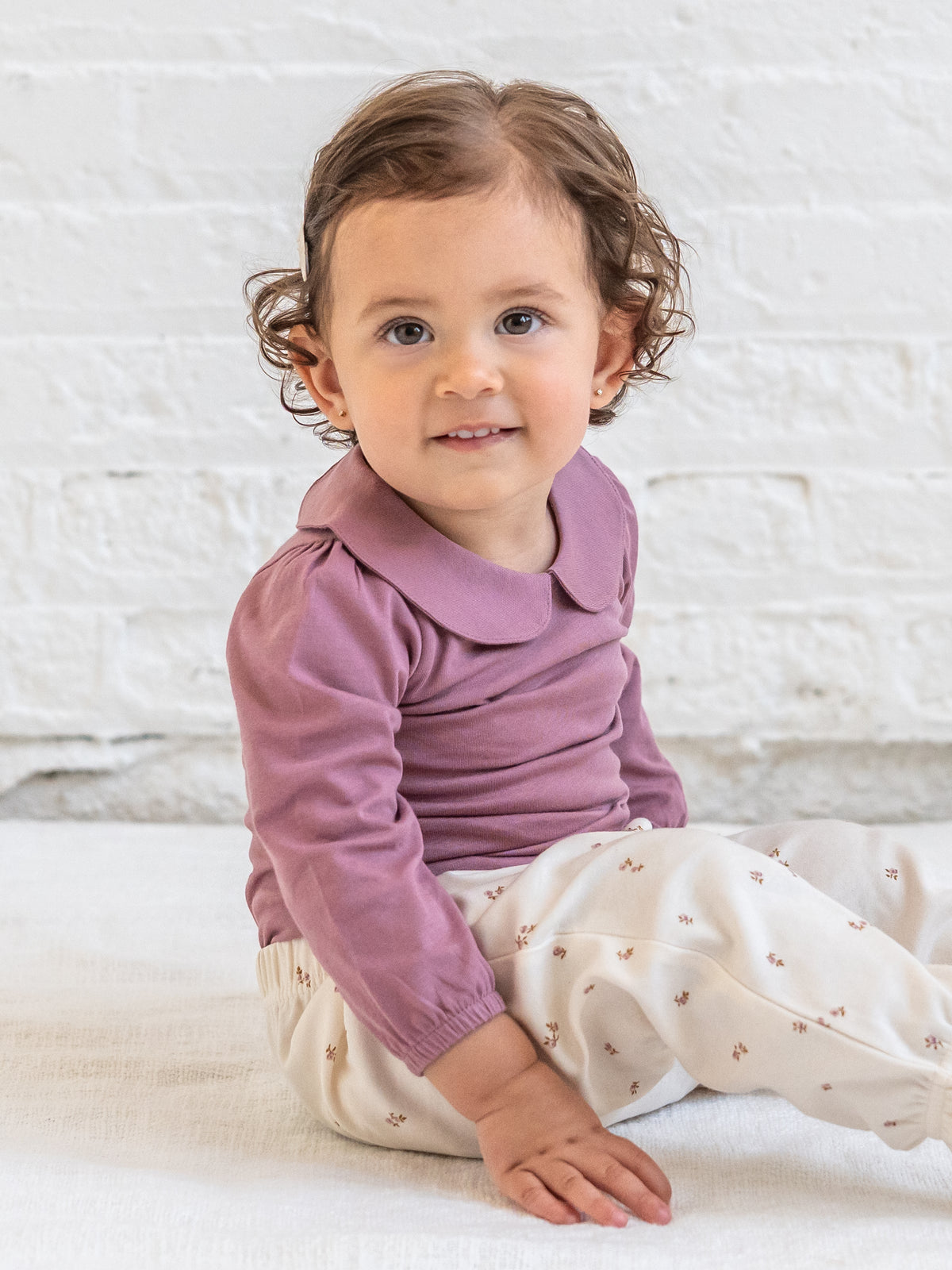 Peggy Peter Pan Collared Bodysuit - Bloom Baby : One Pieces : Bodysuits : Long Sleeves KENDI by Colored Organics Peggy Peter Pan Collared Bodysuit | Colored Organics®