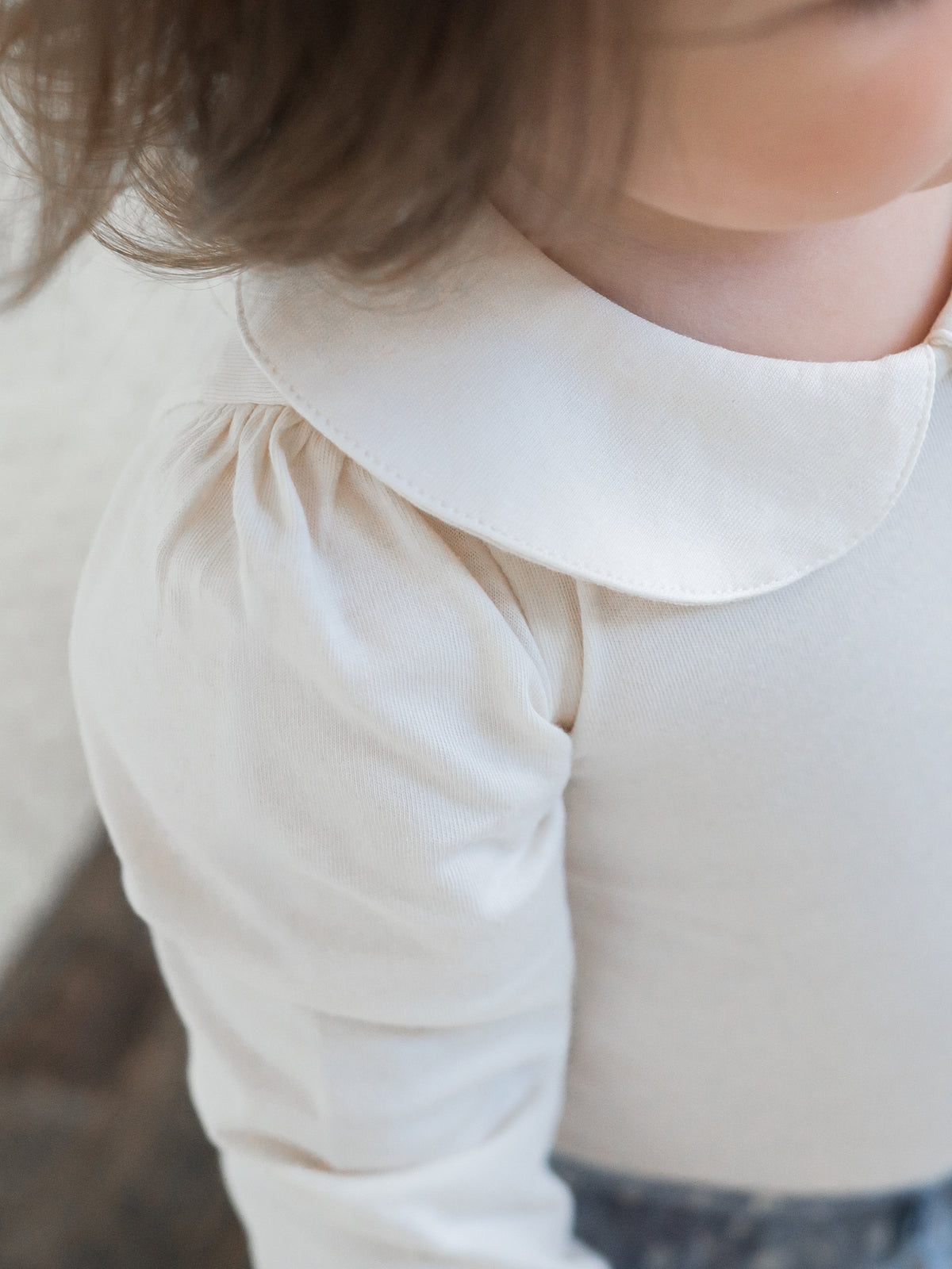 Peggy Peter Pan Collared Bodysuit - Ivory Baby : One Pieces : Bodysuits : Long Sleeves KENDI by Colored Organics Peggy Peter Pan Collared Bodysuit | Colored Organics®