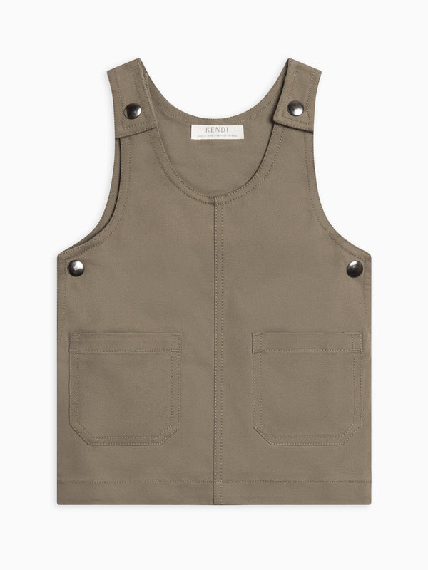 Alma Twill Jumper Dress - Olive Baby-Kids : Dresses : Tanks KENDI by Colored Organics Twill Jumper Dress for Babies, Alma | Colored Organics®
