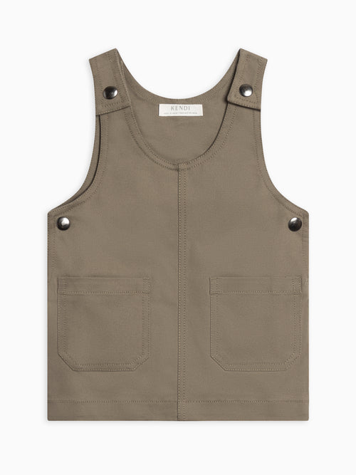 Alma Twill Jumper Dress - Olive Baby-Kids : Dresses : Tanks KENDI by Colored Organics Twill Jumper Dress for Babies, Alma | Colored Organics®